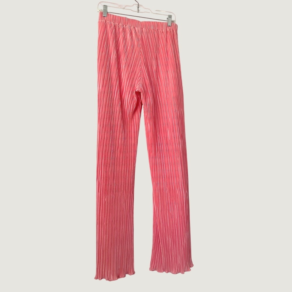 Women's Baggy Coral Pink Pleated Ruffle Airy y2k Pants Chic Office Party Fun M